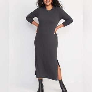 13. Old Navy Gray Rib-Knit Maxi Mock Neck Long Sleeve Dress Size XL